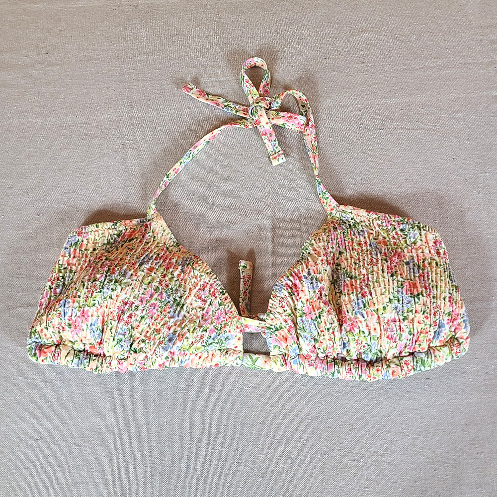 NWT Old Navy Textured Triangle String Bikini Swim Top Muti Ditsy Floral Size 3X